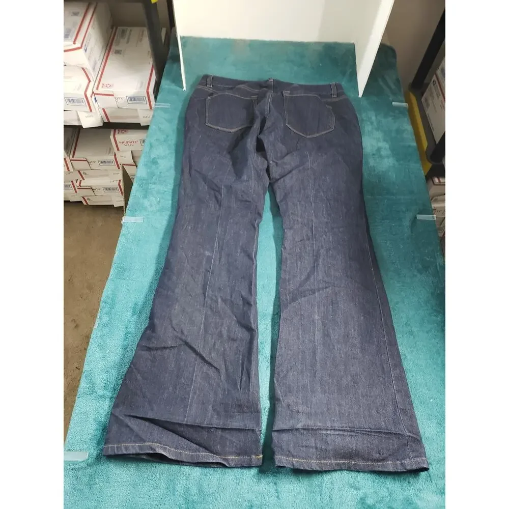 Loft Jeans Size 10 Women Blue Pants Denim Stretch Mid Rise Curvy Flared Wide Leg